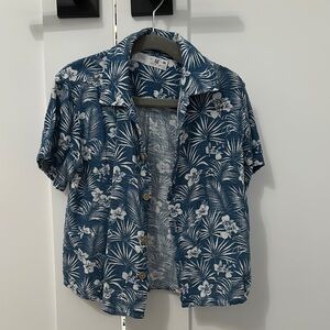 Zara Blue Floral Short Sleeve Shirt